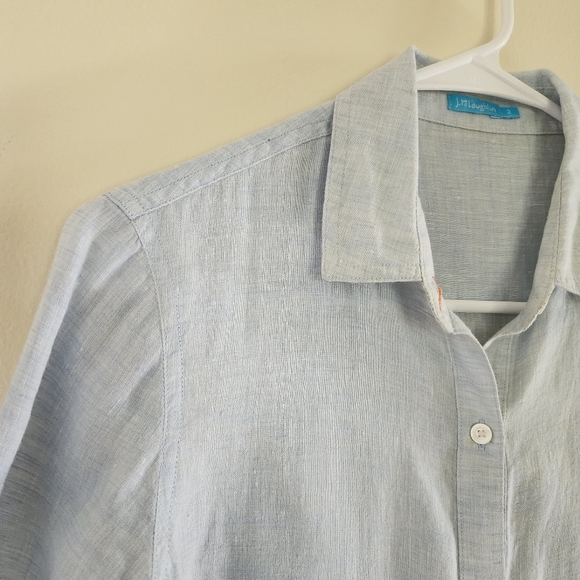 J. McLaughlin Britt Linen Shirt Button Down Light Blue Size Small - Picture 7 of 14